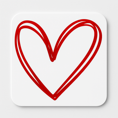 Drikkebrikke med rødt hjerte – stilren bordbeskytter